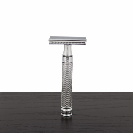 Edwin Jagger DE Safety Razor, 'Extra Grip' Handle, Knurled Chrome